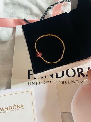 Pulsera Pandora oro y rosa