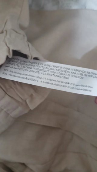 Pantalón Stradivarius L Lino Color Arena