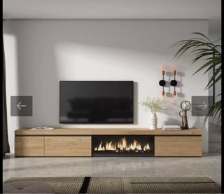 Mueble TV Roble con Chimenea Eléctrica