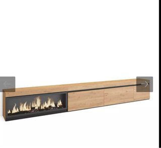 Mueble TV Roble con Chimenea Eléctrica