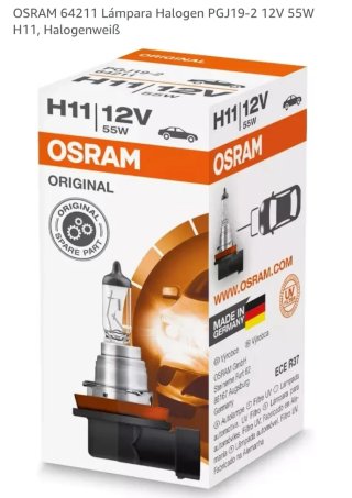 Osram H11 12V 55W Lámpara Halógena (4 uds)