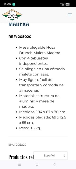 Mesa Plegable Madera Maletín con Sillas