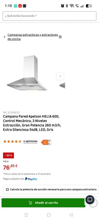 Campana extractora  a estrenar no se ha abierto