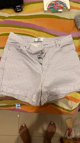 Shorts vaqueros DENIM a cuadros morado Talla S