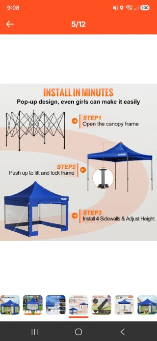 Carpa Vevor 3x3 Azul Nueva