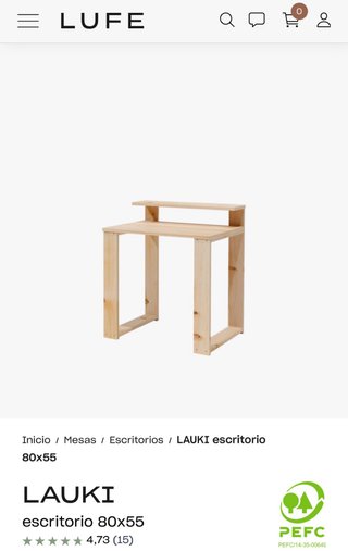 Escritorio Lufe Lauki 80cm Madera