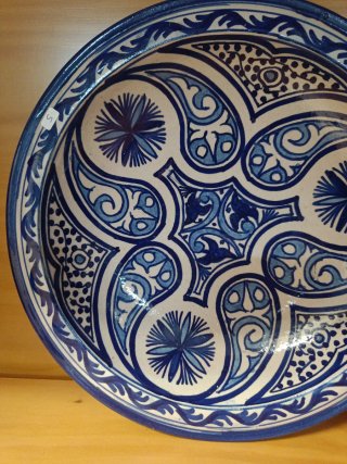 Plato Decoración Marroquí Azul y Blanco