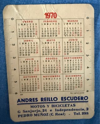 Calendario de bolsillo antiguos