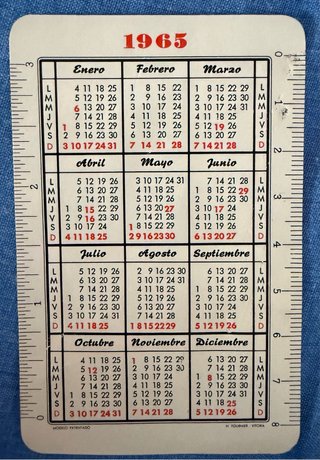 Calendario de bolsillo antiguos