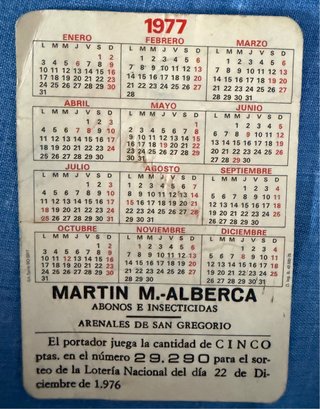 Calendario de bolsillo antiguos