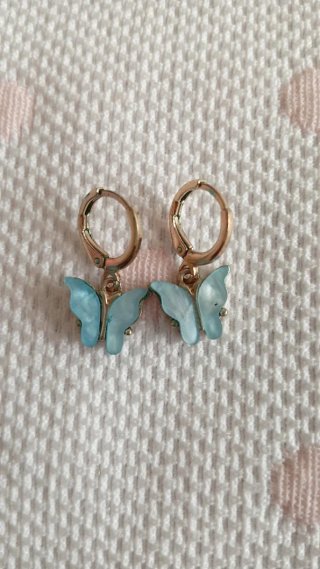 Pendientes mariposa azul y dorado