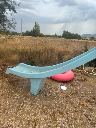 Tobogán Piscina PVC y Metal Azul/Rosa