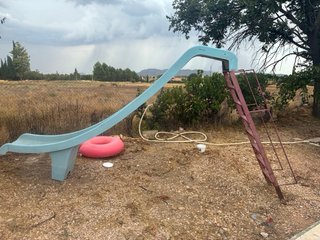 Tobogán Piscina PVC y Metal Azul/Rosa