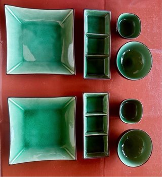 Servizio Piatti Sushi Ceramica Verde