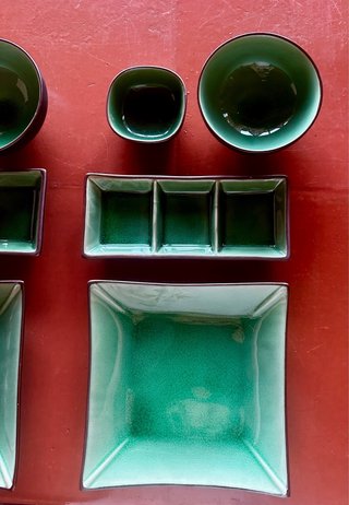Servizio Piatti Sushi Ceramica Verde