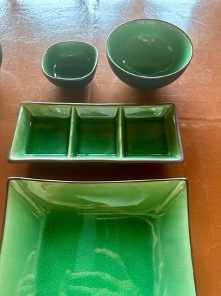 Servizio Piatti Sushi Ceramica Verde