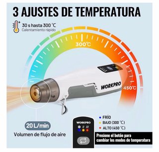 Pistola de Calor WORKPRO Inalámbrica 20V -
