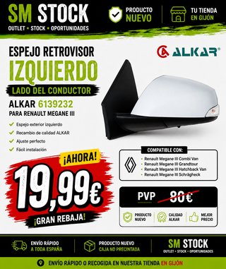 Espejo Retrovisor Izquierdo Renault Megane III