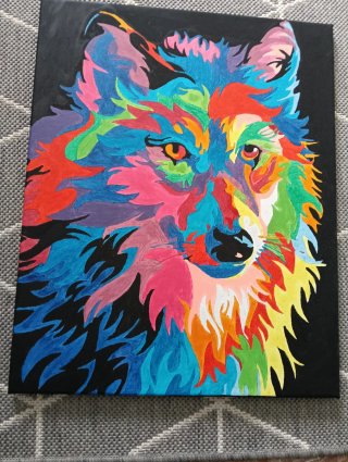 Cuadro Lobo Multicolor