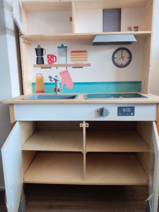 Cocinita infantil madera +utensilios+carrito compr