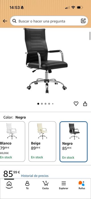 Silla de oficina Yaheetech Negra