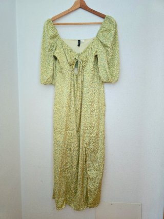Vestido H&M floral verde y amarillo Talla M