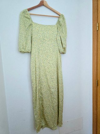 Vestido H&M floral verde y amarillo Talla M