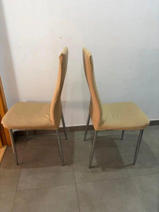 Juego de 4 sillas de comedor beige