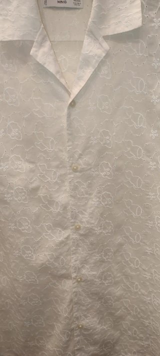 Camisa MANGO Algodón Blanca Cuello Bowling