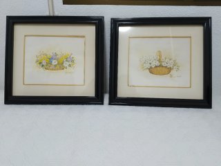 Cuadros de flores en cesta