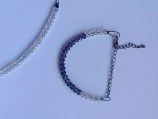Collar y Pulsera, artesania, cristal, Hecho a mano