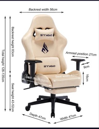Silla gaming ergonómica Symino crema/beige