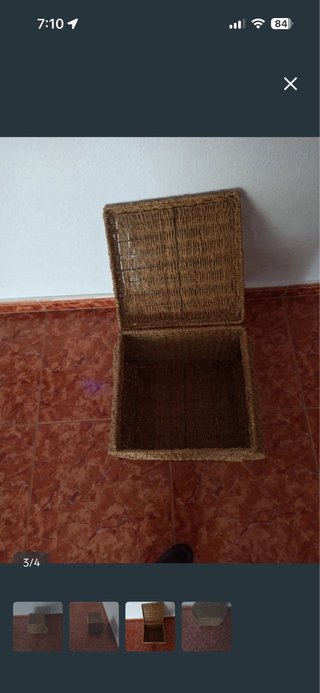 Cesta mimbre ratán con tapa