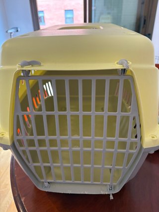 Transportín para mascotas gris y amarillo