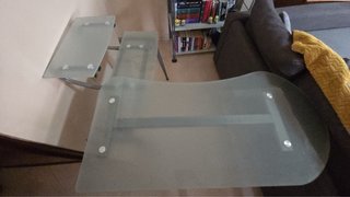 Mesa escritorio cristal y metal