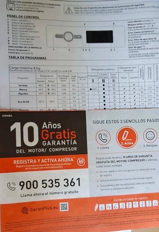 ¡¡Ocasión!!. Lavadora Whirlpool 8kg. Blanca 1200 B