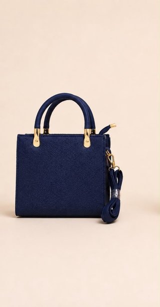 Bolso azul de mano y bandolera
