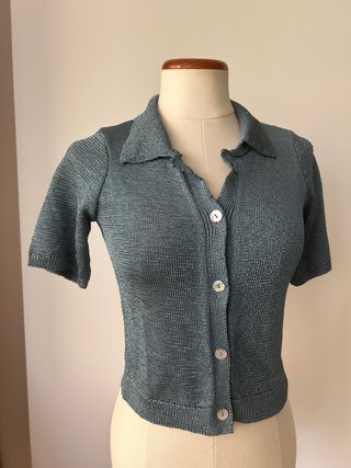 Polo azul/verde manga corta