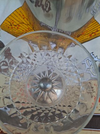Juego copas cristal y cubitera metal