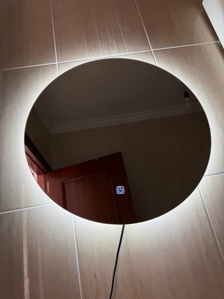 Espejo Baño Redondo con Luz LED Regulable, 50 cm