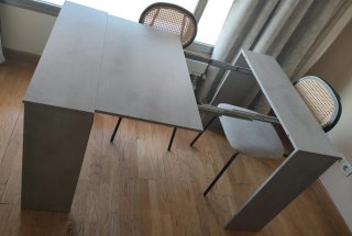 Mesa consola extensible comedor.gris cemento