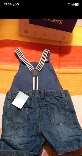 Salopette jeans e polo Okaidi bimbo