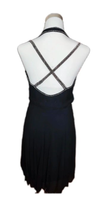 Abito Seta Nero Paillettes Donna