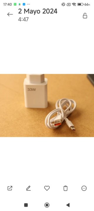 Cargador 33W Blanco con Cable USB