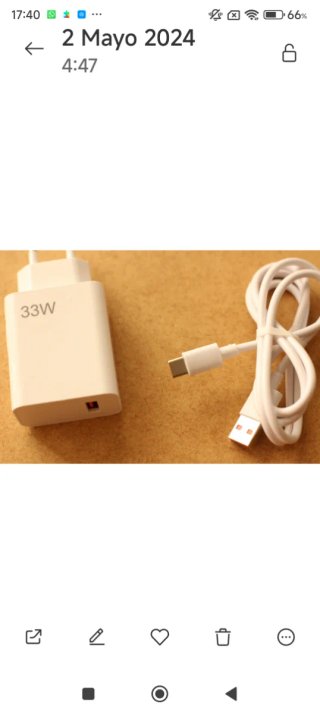 Cargador 33W Blanco con Cable USB