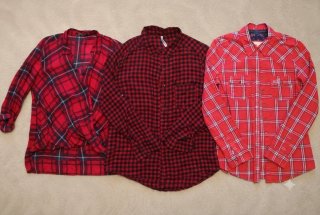 Lote 3 camisas mujer cuadros rojos