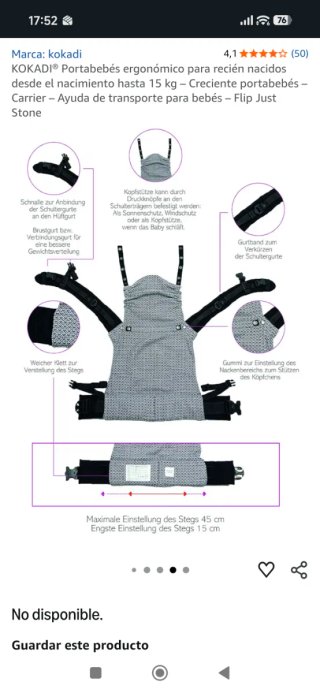 Mochila portabebés ergonómica Kokadi flip babysize