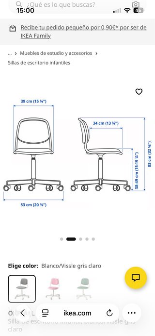 Silla de escritorio infantil Ikea