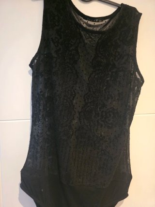 Body encaje y plumeti transparente Talla M/L