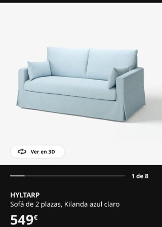 Sofá 2 Plazas Ikea Hyltarp Gris